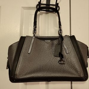 Grey and black Coach purse